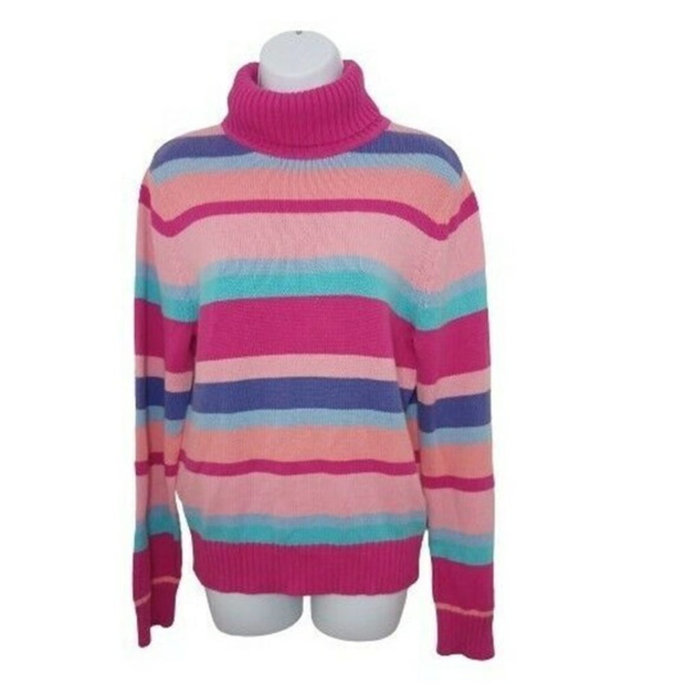 Croft‎ & Barrow Striped Turtleneck Cottom Size Medium